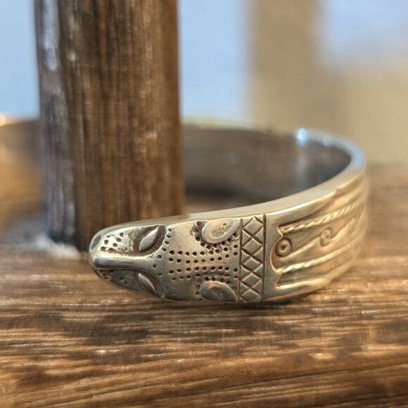MMA BMCO 925 Sterling Silver Panther Ends Cuff Bracelet - Picture 5 of 10